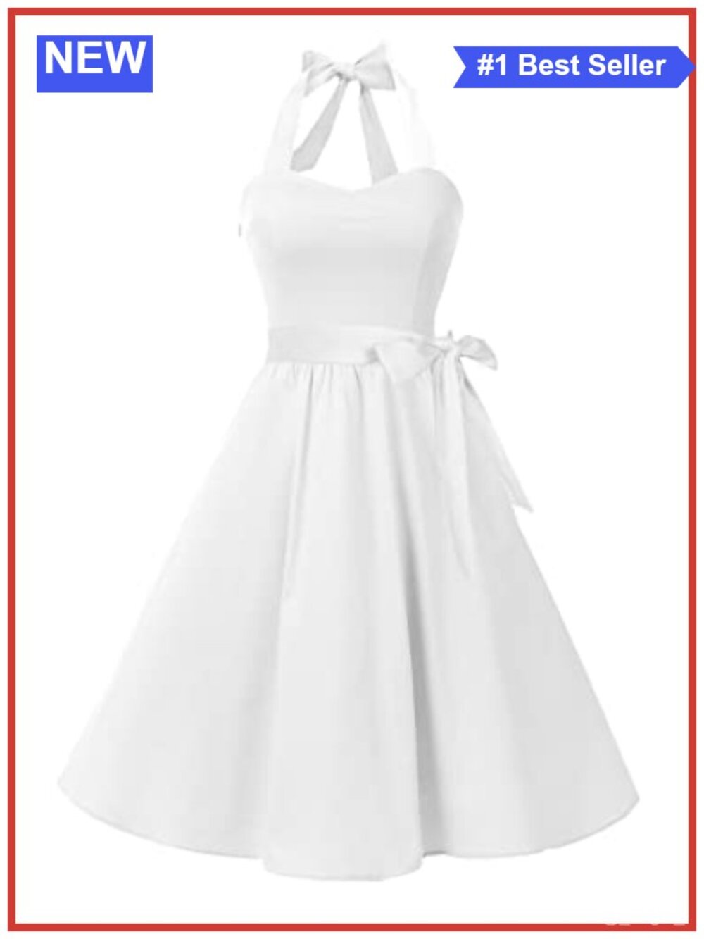 Women's 1950s Vintage Polka Dot Halter Swing Dress